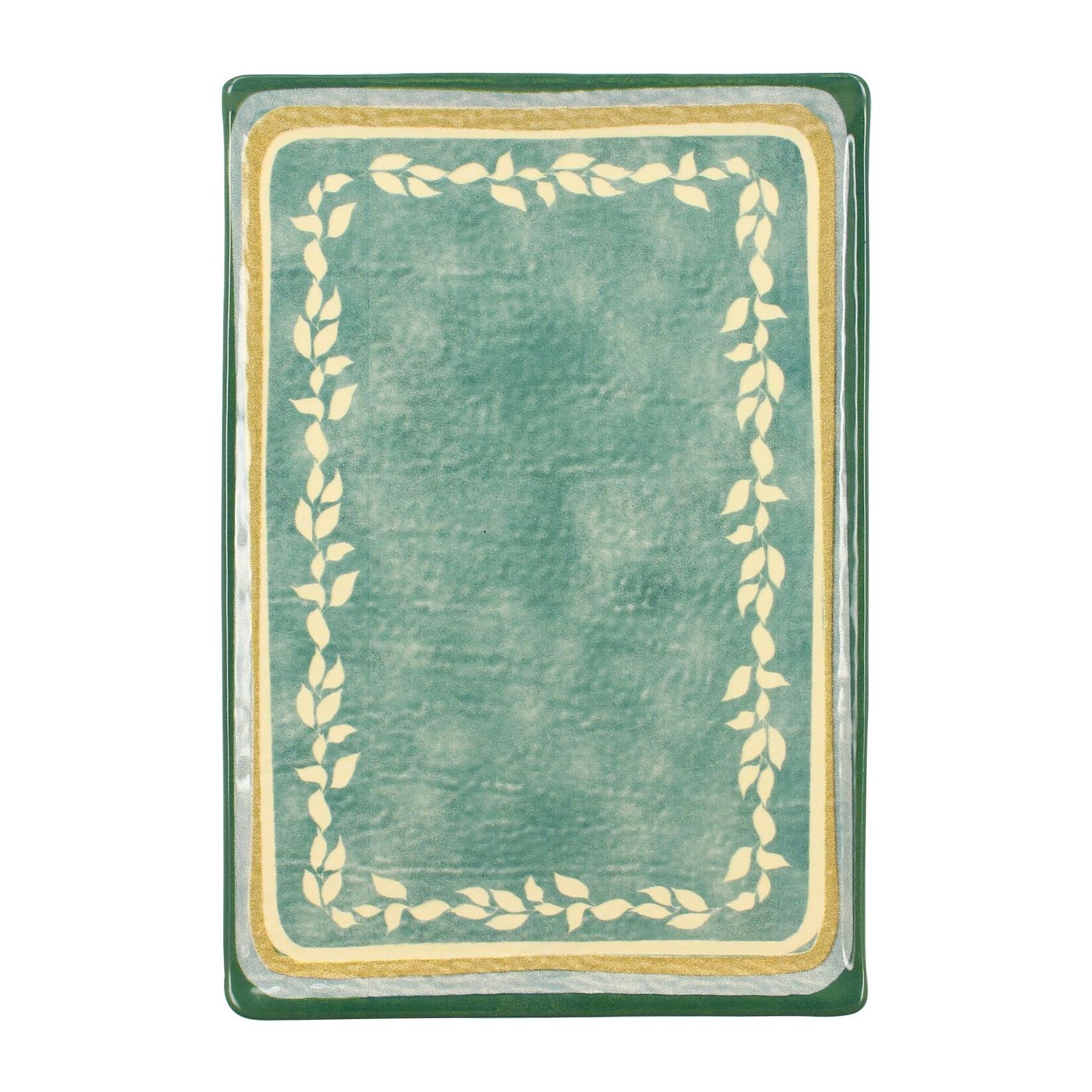 Assiette de présentation rectangulaire en faïence verte CAPRIA