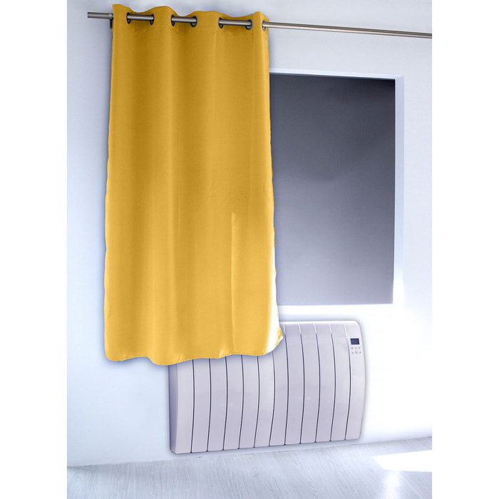 Rideau occultant fil noir avec 8 œillets - Jaune