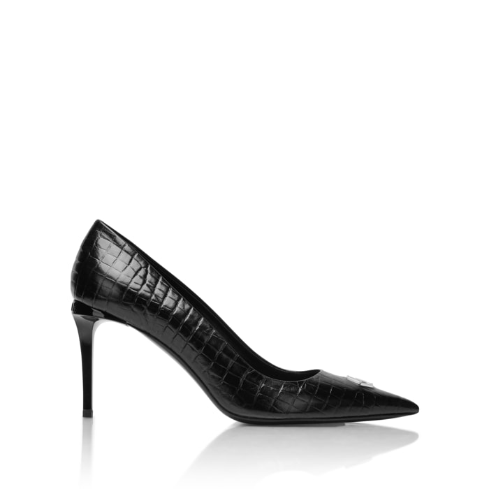 PHILIPP PLEIN Cocco Print Decolette Mid Heels Hexagon 9