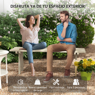 Outsunny Banco de Madera Banco de Jardín de 2 Plazas Carga 220 kg Banco de Exterior para Patio Terraza Piscina 130x38x45 cm Natural