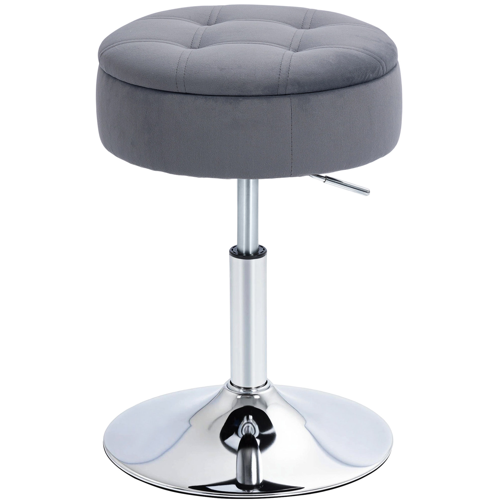 Tabouret de bar design velours acier chromé hauteur réglable H.49-65 cm gris