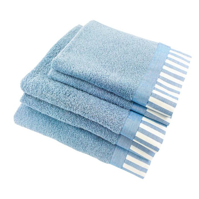 Set Spugna AMALFI 5 Pezzi: 2 Viso+2 Ospite + 1 Telo Bagno - 450 gr/m² - 100% Puro Cotone