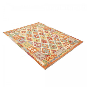 Tapis kilim géométrique, tissé plat en laine, VEZIZE