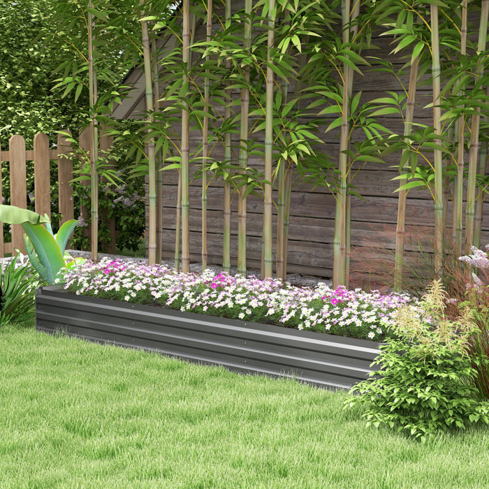 Carré potager rectangulaire dim. 240 x 60 x 30 cm tôle d'acier ondulé anthracite