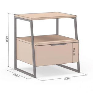 Mesita de noche Oksa Terracota - Negro