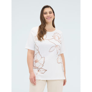 Fiorella Rubino - Camiseta de algodón con estampado floral - Blanco