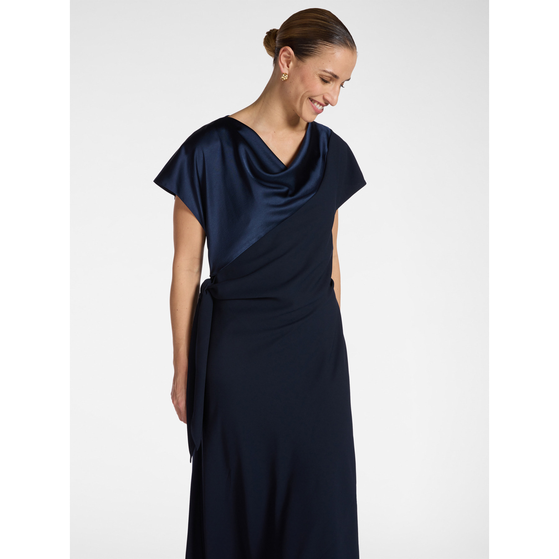 Elena Mirò - Vestido largo con nudo lateral - Azul