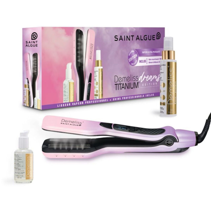 Lisseur vapeur SAINT ALGUE Titanium Dreams rose/violet + 2 soins