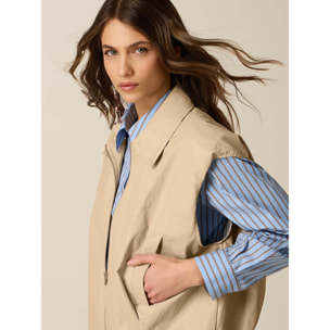 Oltre - Chaleco con cremallera y bolsillos - Beige