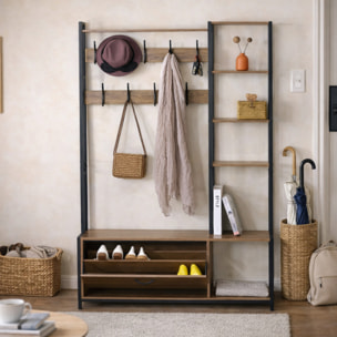 ASHANTI Meuble d'entrée 182x120cm noyer et noir