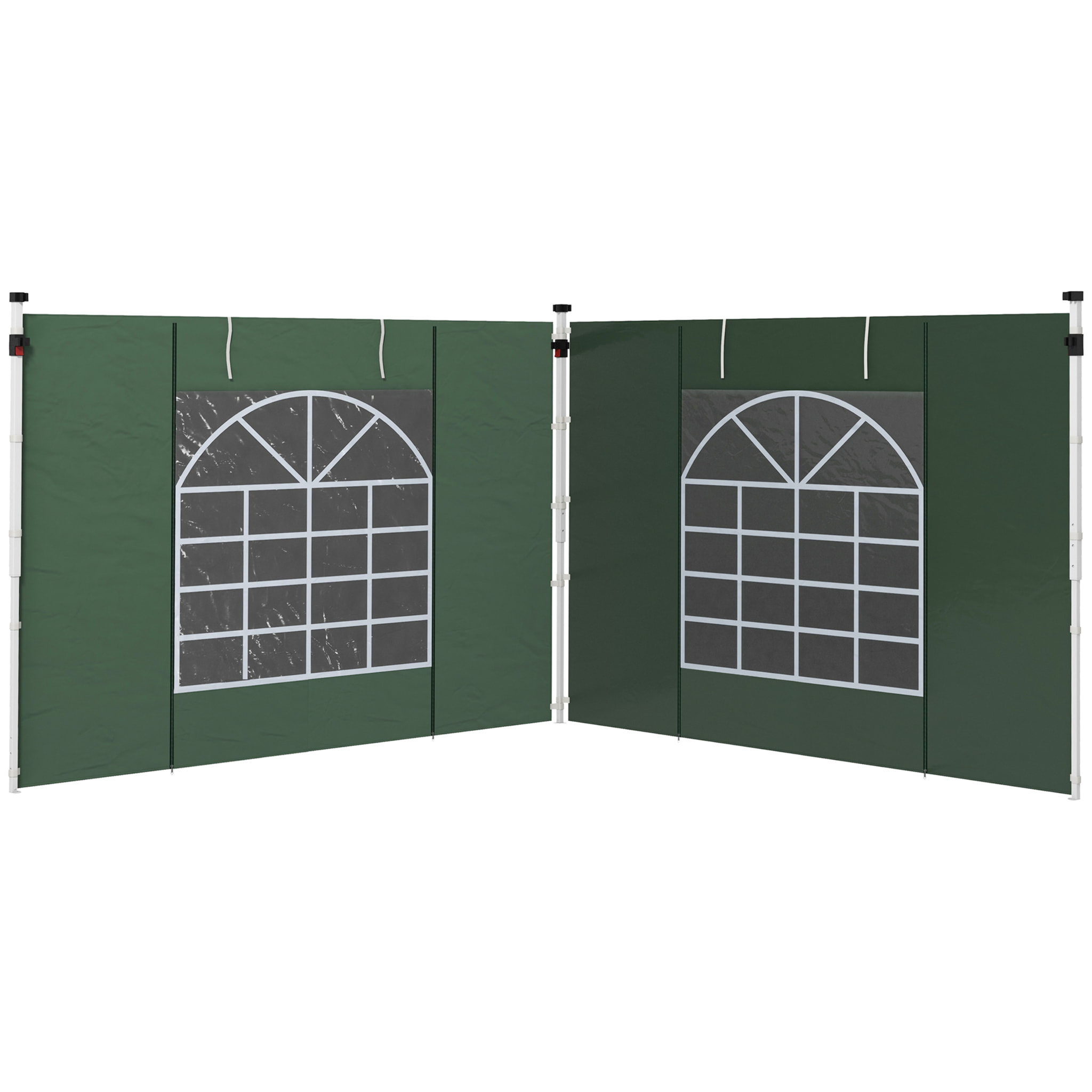 Paredes Laterales para Carpa de 2 Paneles 295x195 cm Cortina Lateral de Tela Oxford con Ventana Enrollable y Puerta con Cremallera para Carpa 3x3 m o 3x6 m Verde