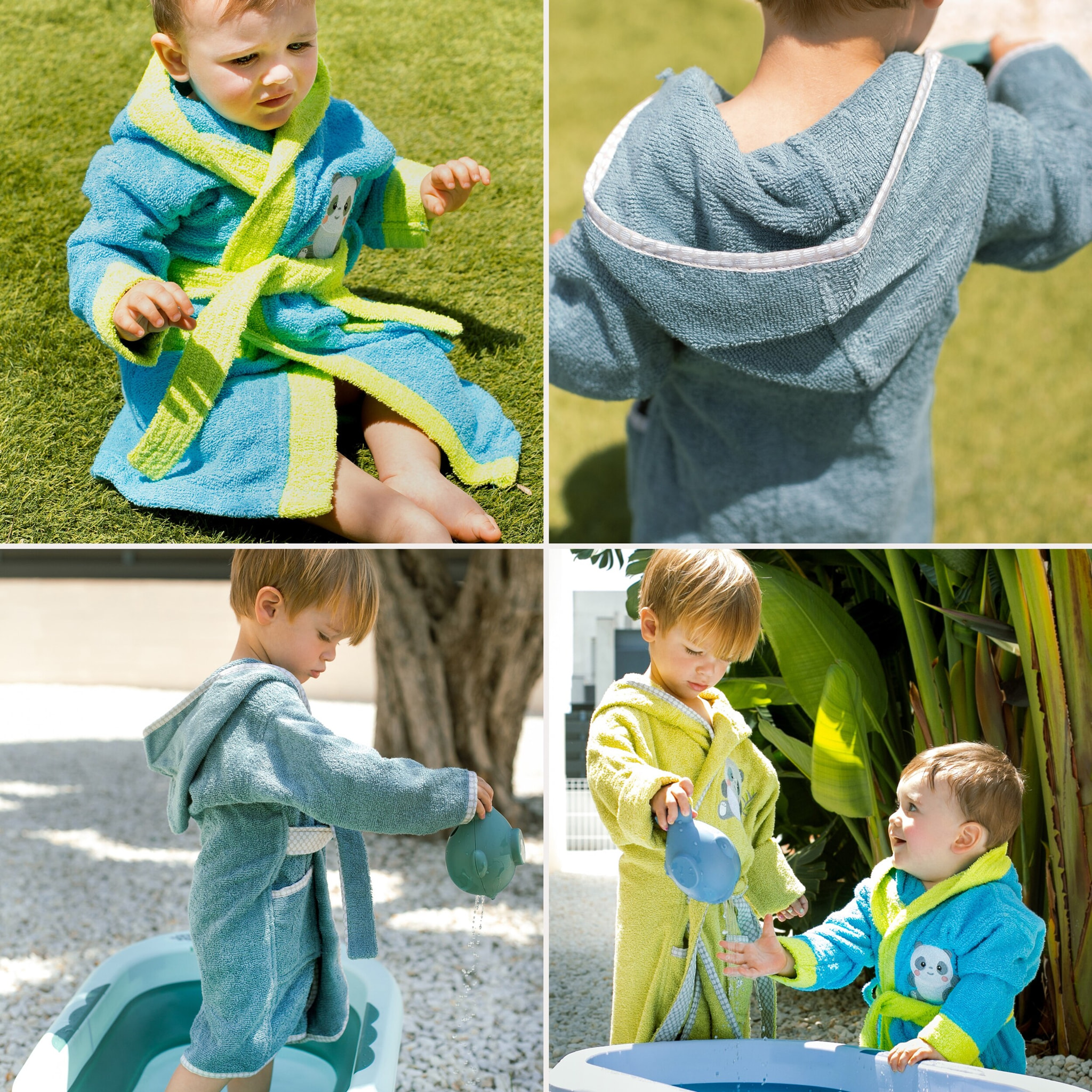 Albornoz Infantil Panda Turquesa