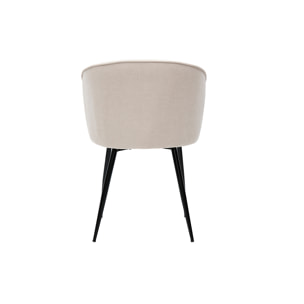 Chaises design en tissu effet velours beige et métal noir (lot de 2) SERIF