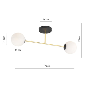 Lampada a sospensione MAGNUM in oro e vetro opalino