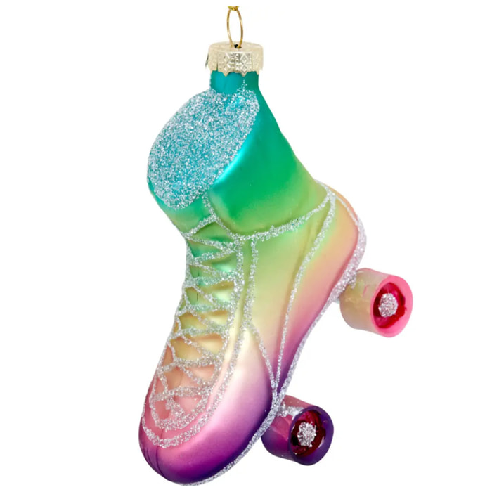 Suspension de sapin roller en verre multicolore 8 cm