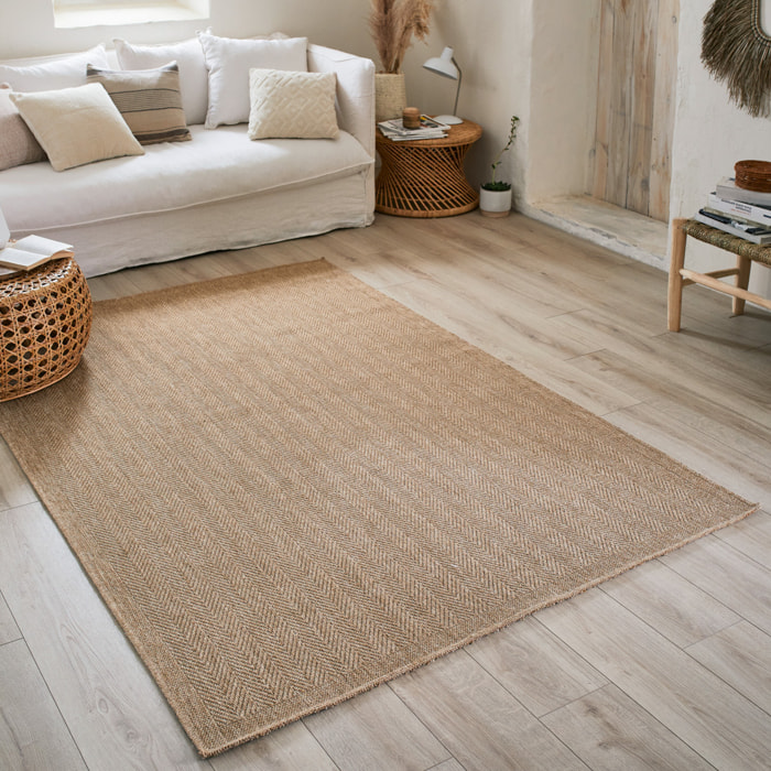 Nature - tapis aspect toile de jute naturel beige