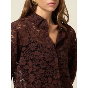 Oltre - Camicia in pizzo - Marrone
