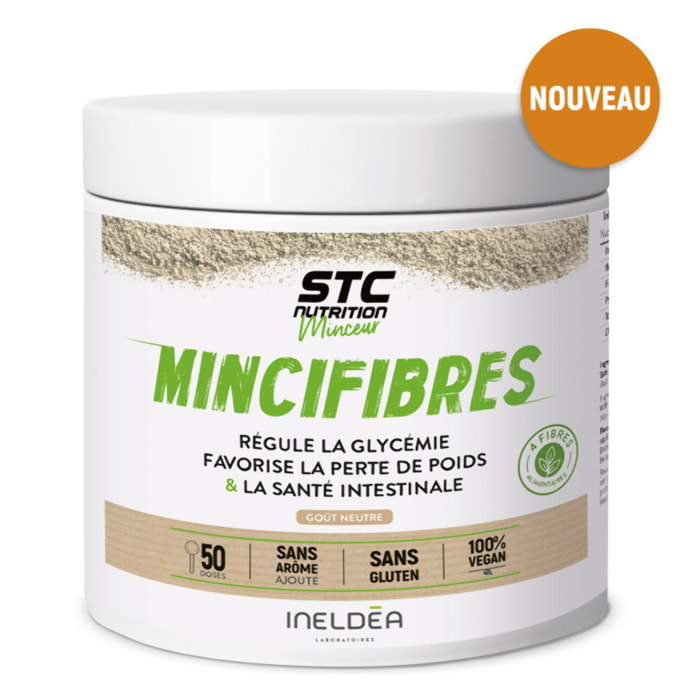 STC NUTRITION - Mincifibres - Complément alimentaire au Chicorée, Nopal, Pomme, Psyllium & Chrome - Favorise la perte de poids et la santé intestinale - Goût neutre - 50 doses