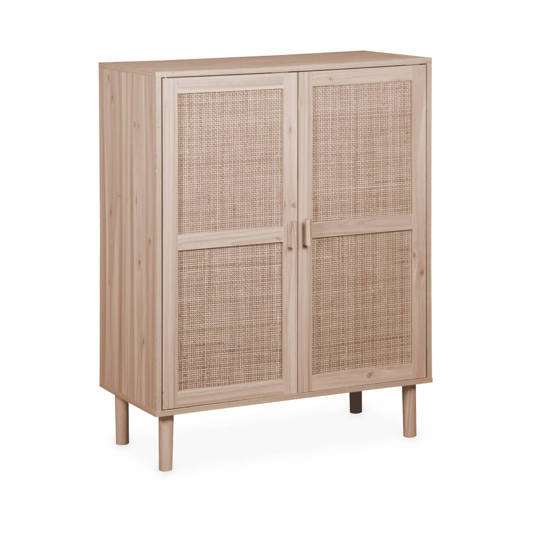 Buffet en cannage - Camargue - décor bois et cannage. 2 portes. buffet haut. vaisselier. L 80 x l 40 x H110cm