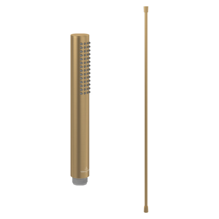 Pommeau de douche VILLEROY & BOCH Verve Showers Stick + Flexible de douche Universal Showers 160 cm Or brossé