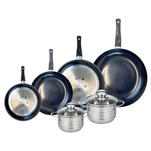 Ensemble de 4 Poêles de cuisson 20, 24, 28 et 32 cm et 2 faitouts 14 et 16 cm Elo Prima Brillant