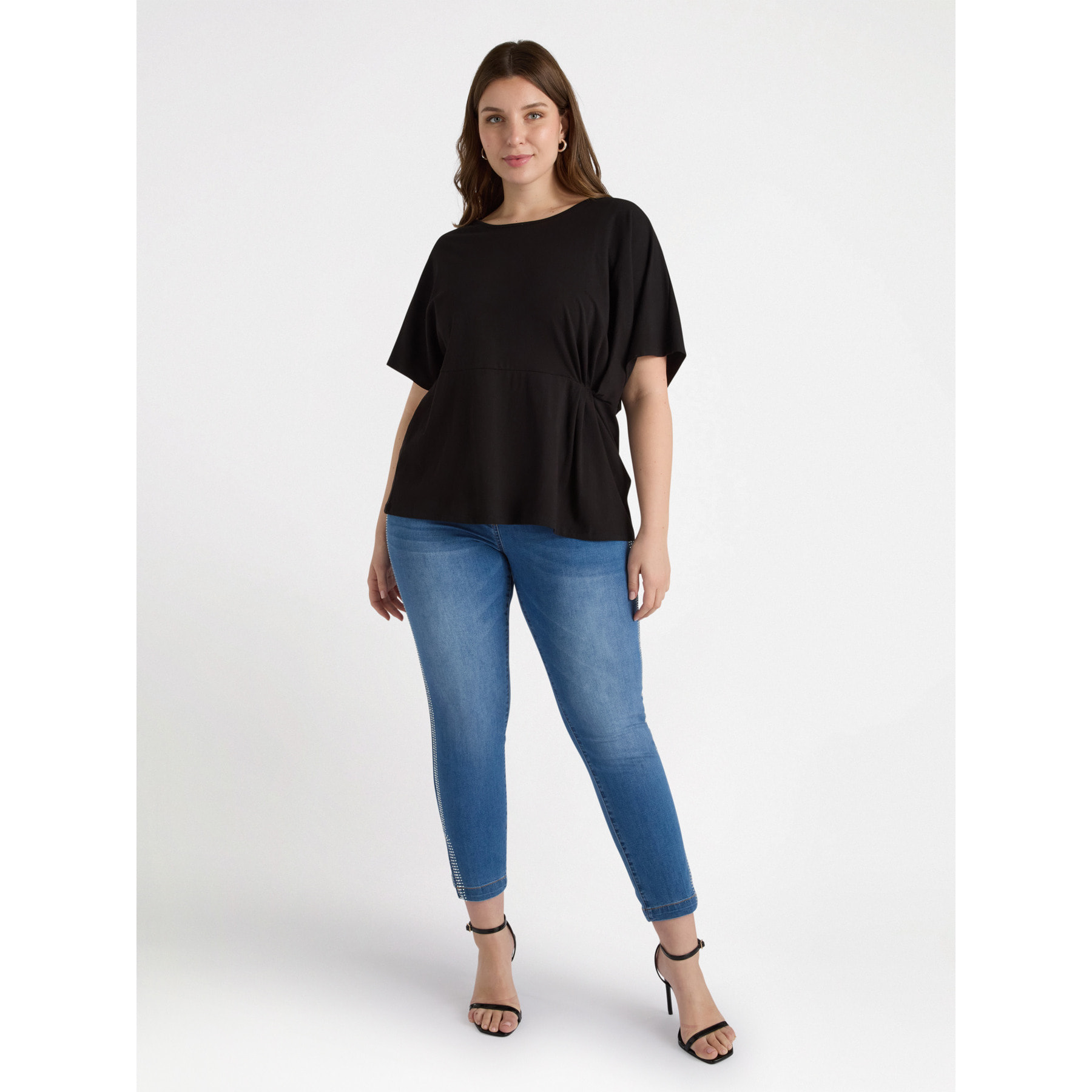 Fiorella Rubino - T-shirt con pieghe laterali - Nero