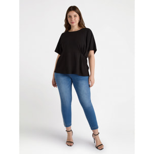 Fiorella Rubino - T-shirt con pieghe laterali - Nero