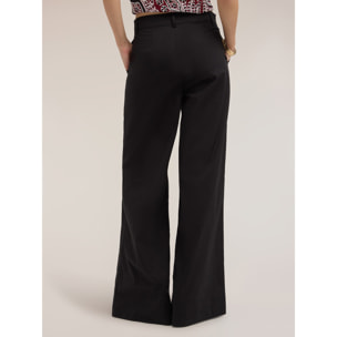 Motivi - Pantaloni palazzo in popeline di cotone - Nero