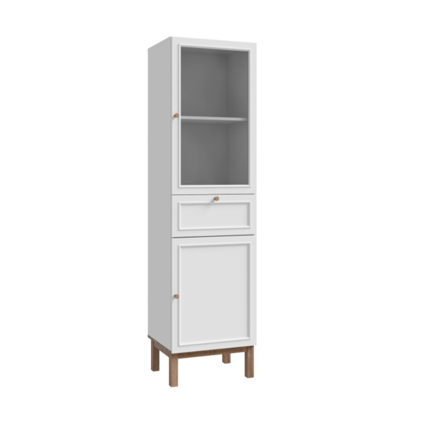 Colonne décor chêne et gris clair vitrée 185 cm 1 porte - PENNY