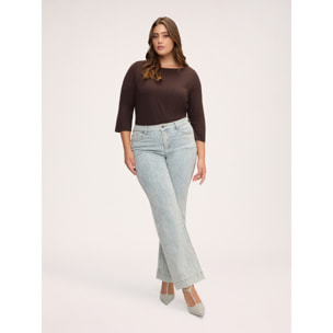 Fiorella Rubino - T-shirt con scollo a barchetta - Marrone