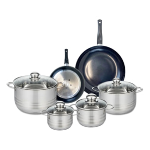 Ensemble de 2 Poêles de cuisson 20 et 28 cm et 5 faitouts 12, 14, 16, 20 et 24 cm Elo Prima Brillant