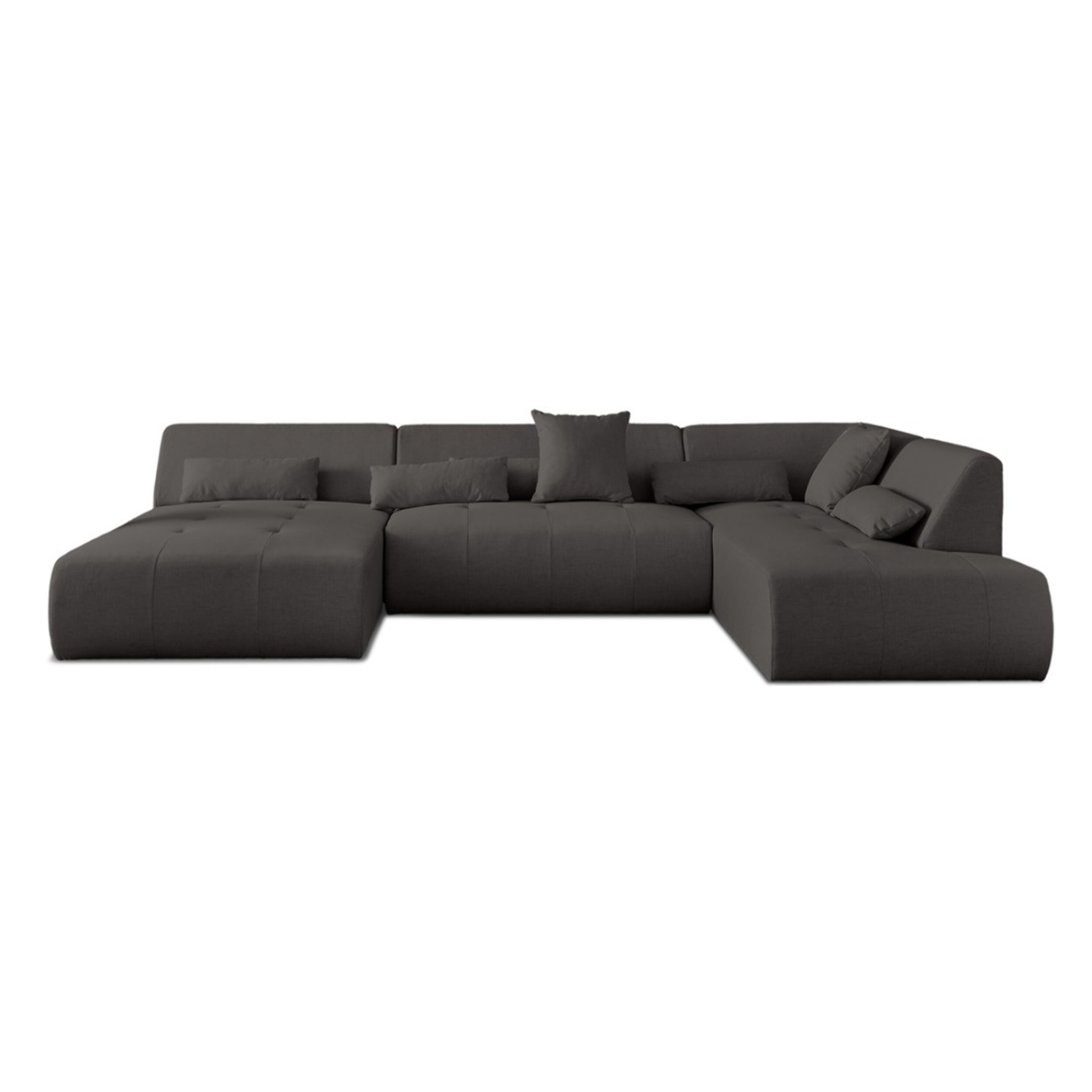 Onyx - canapé panoramique d'angle droit 7 places - en tissu - Gris foncé