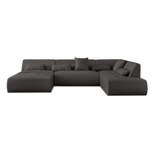 Onyx - canapé panoramique d'angle droit 7 places - en tissu - Gris foncé