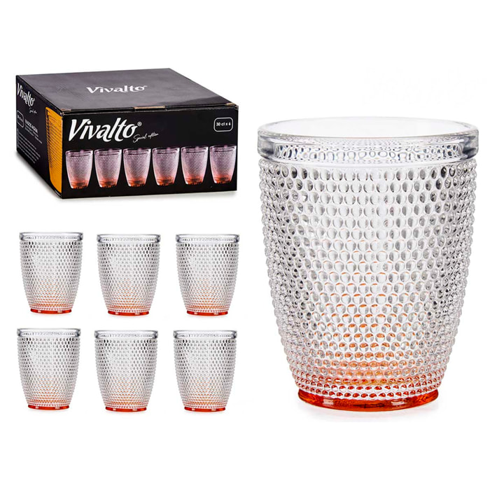 PACK 6 VASOS CRISTAL PUNTOS AGUA 300ML AMBAR