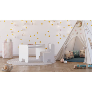 Set tavolo e sedia per bambini Timi in legno bianco