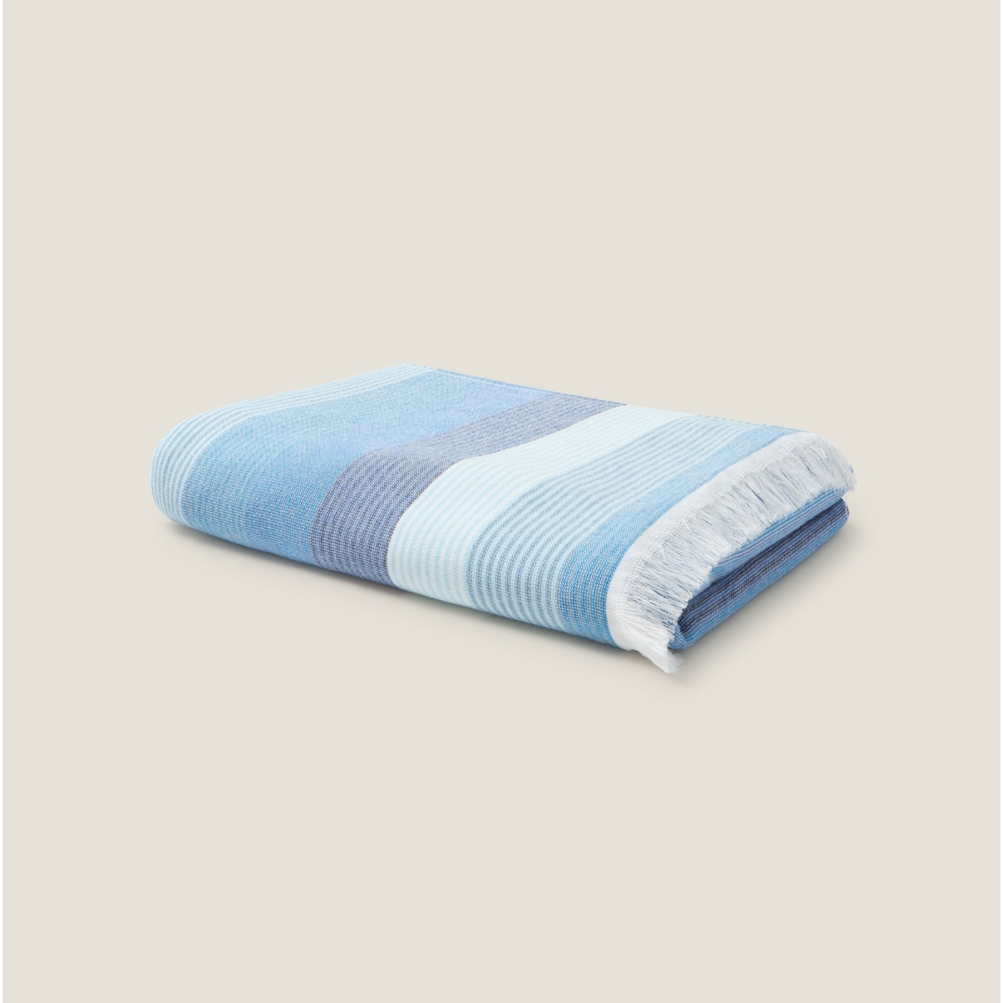 Toalla doble faz tejido y rizo rayas Biriri color azul