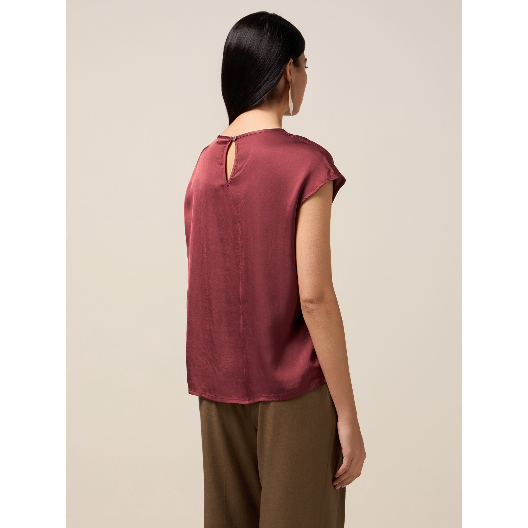 Oltre - Blusa in raso di viscosa - Bordeaux