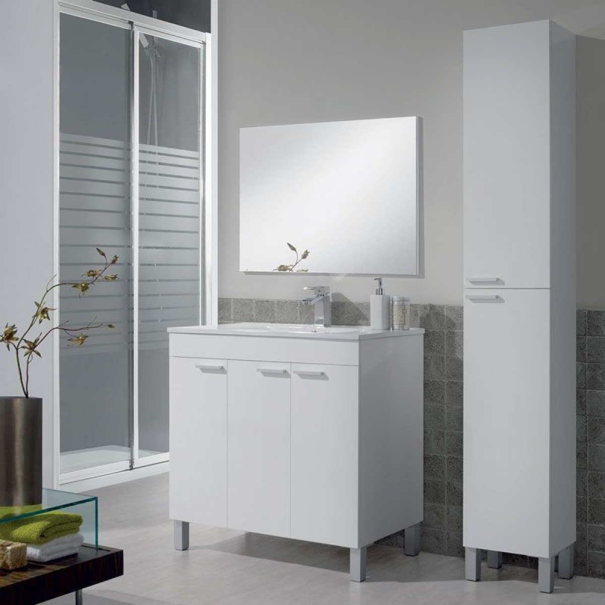 Columna de baño Koncept 2 puertas Blanco brillo