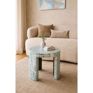 Table d'appoint en coquille de capiz bleu SOLNA