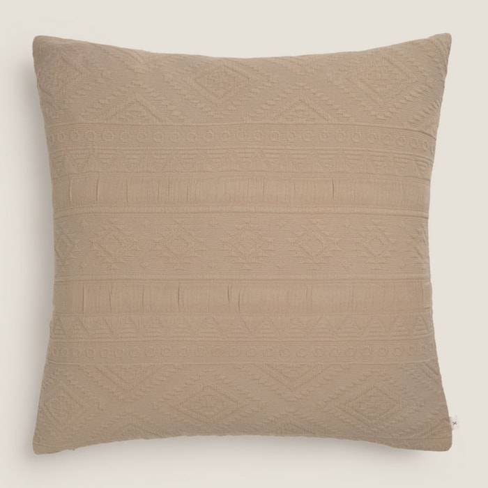 Funda de cojín algodón jacquard Azmy color gris piedra Algodón