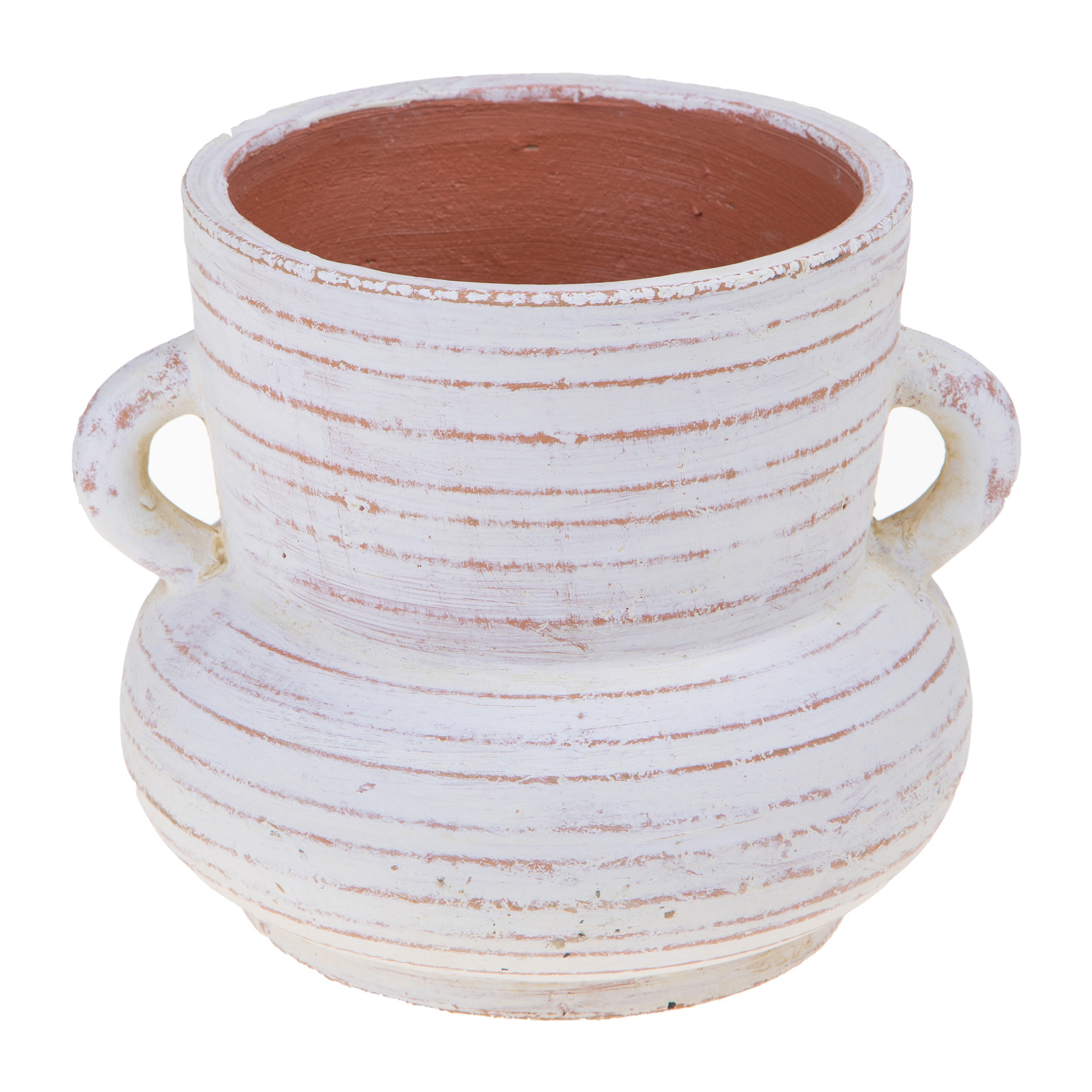 Vaso Con Manici Diametro 23,5Xh.19 Cm - Pezzi 1 - 23,5X19X21cm - Colore: Bianco - Bianchi Dino - Decori Casa E Complementi