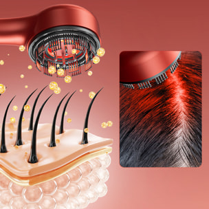 Pettine per la cura dei capelli con trattamento a luce rossa 850nm. Massaggiatore del cuoio capelluto.