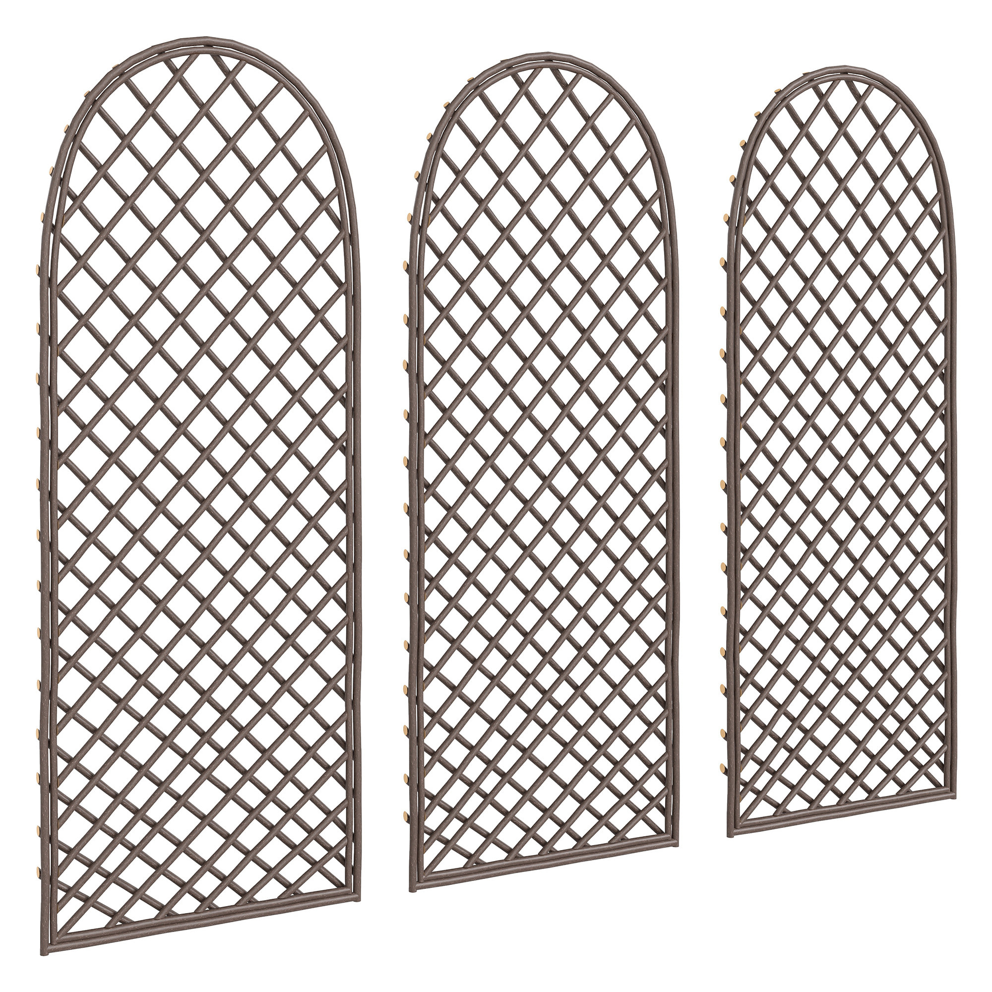 Lot de 3 treillis de jardin arches osier tissé naturel dim. 43 x 2 x 112 cm