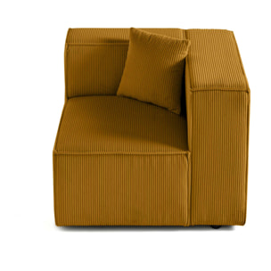 Arty - module d'assise droit - en velours côtelé - Jaune