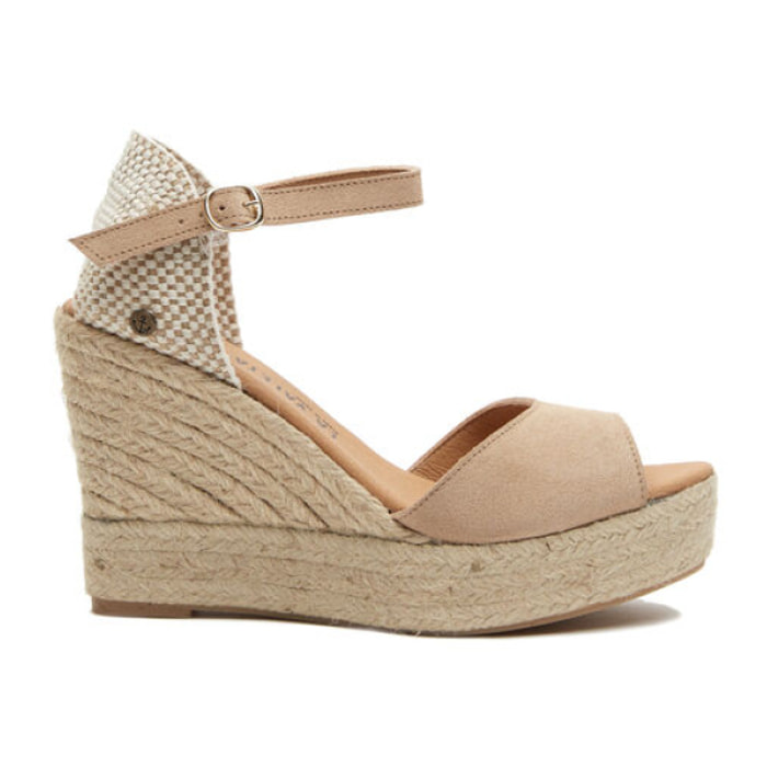 Sandalias de Cuña para Mujer - LA VALETA CHARLENE PEEP TOE Nude