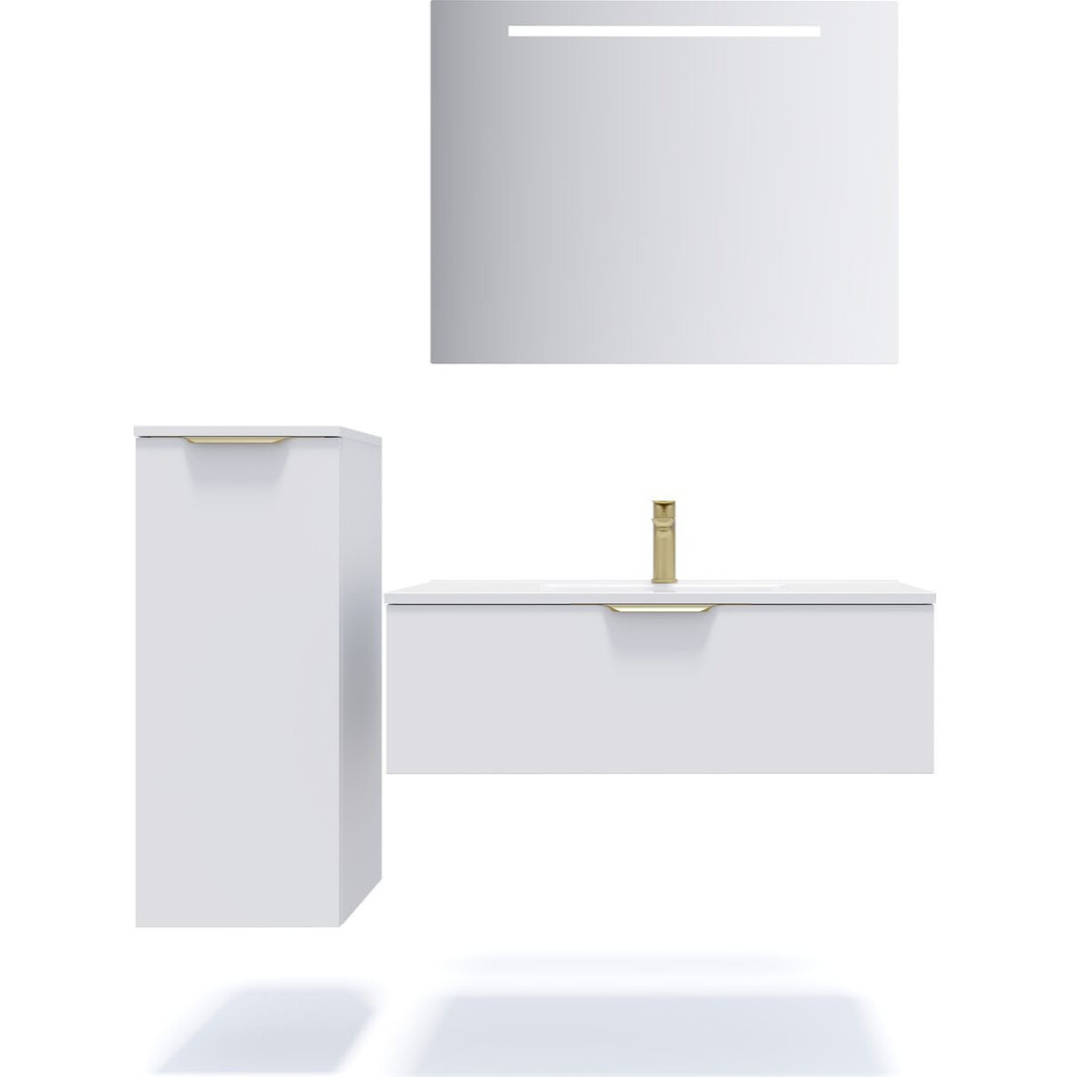 Ensemble vasque intégrée 1 tiroir + miroir - VENICE