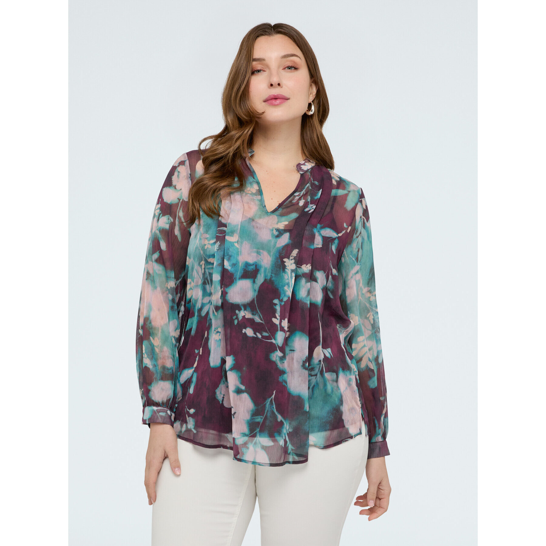 Fiorella Rubino - Blusa estampado floral en crepón - Burgundy