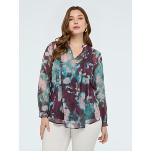 Fiorella Rubino - Blusa estampado floral en crepón - Burgundy