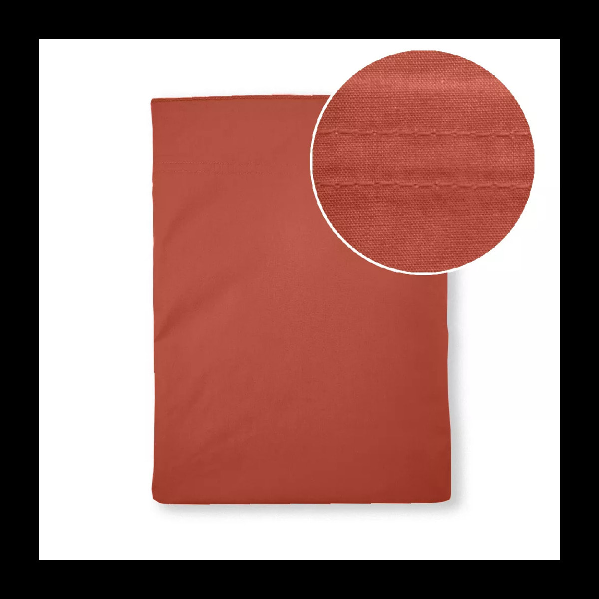 Drap plat percale de coton uni orange rouge La percale francaise rouille