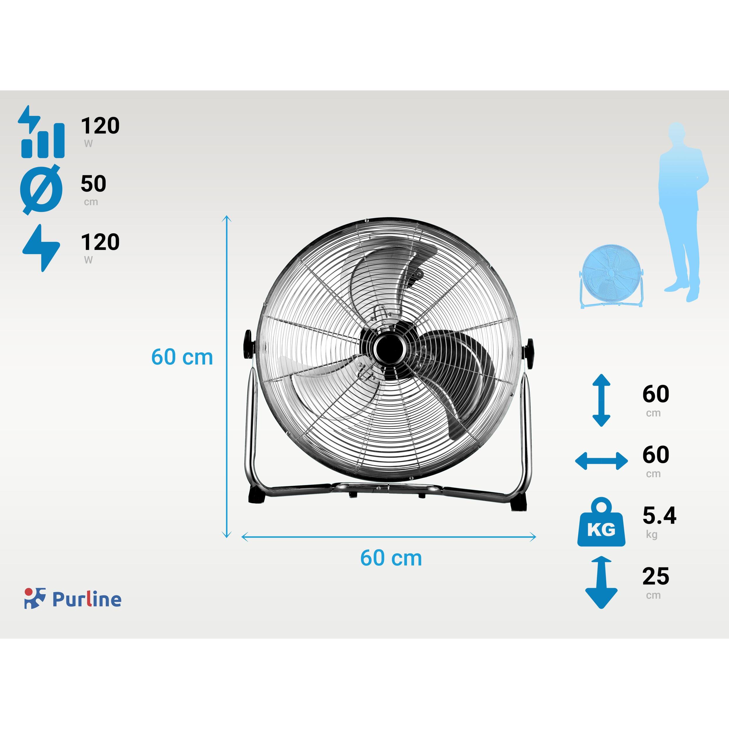 Ventilatore industriale 120 W con 3 pale e 3 velocità